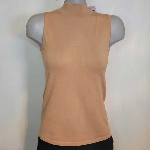 Ann Taylor Tan Mock Neck Tank Top - Picture 1 of 4